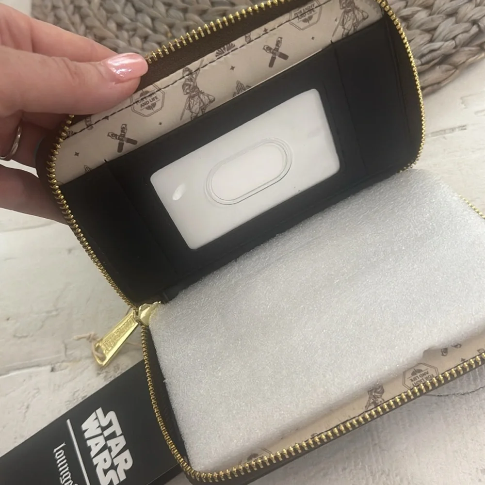 Loungefly Star Wars Zip Around Wallet Black Gold NWT